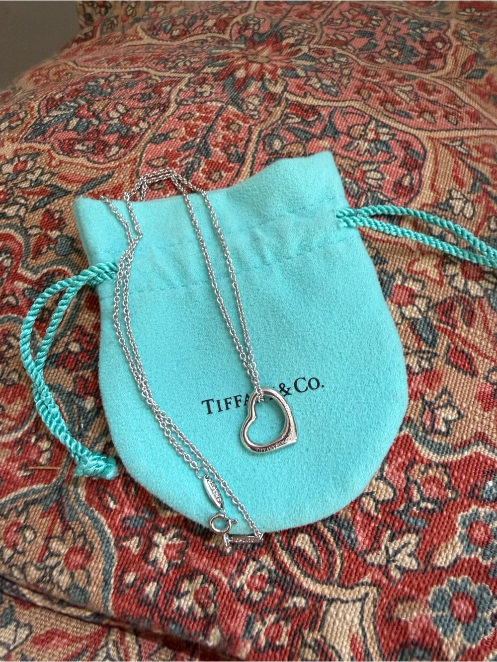 Tiffany & Co. Silver Elsa Peretti Open Heart Pendant